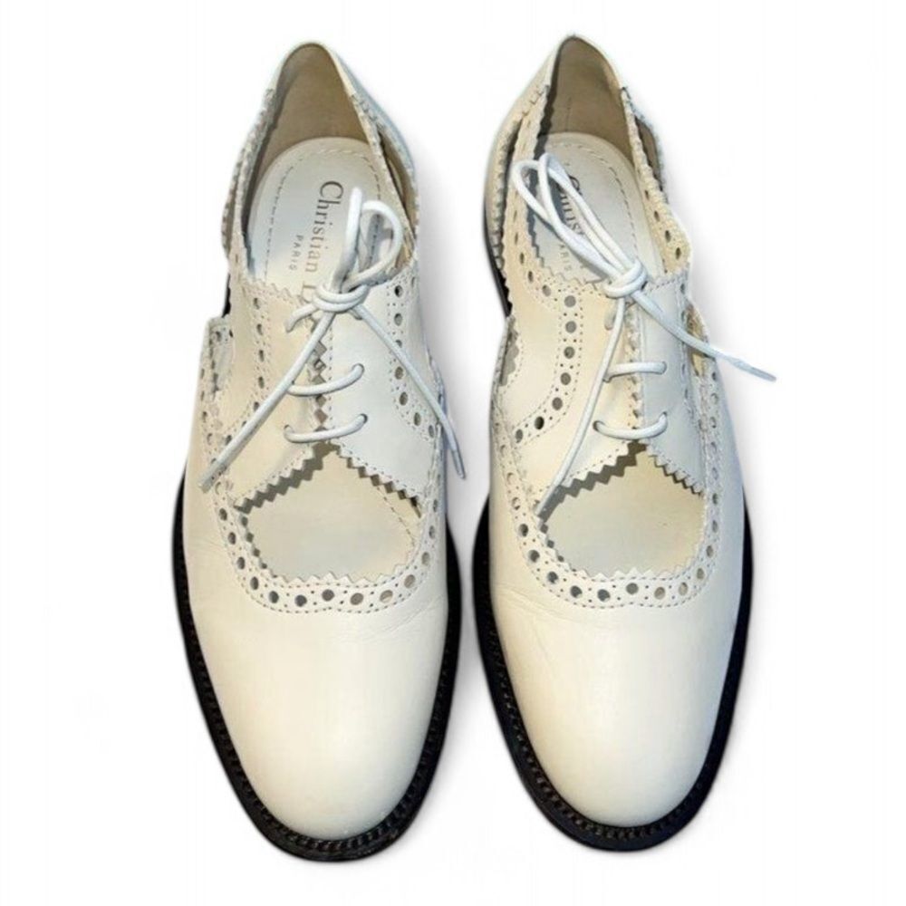 DIOR Teddy-D Derby Off White Cut-Out Accent Calf-Skin Oxfords Size EU37 D - Picture 3 of 12